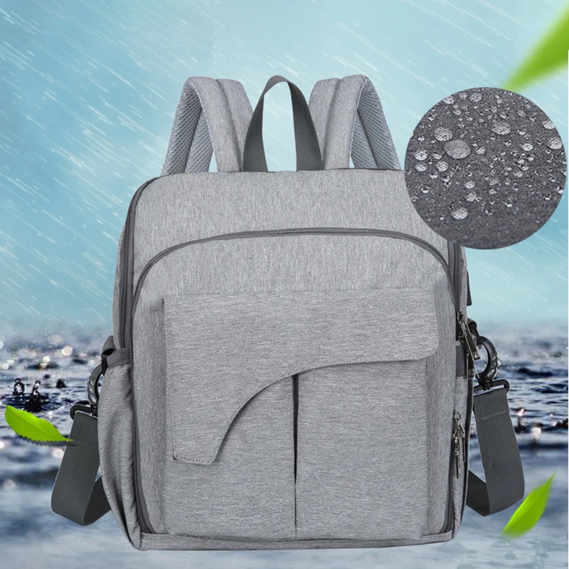 BEAU-Baby Bag Maternity Bag For Baby Large Bags For Diapers Backpack For Mom Nappy 2 In 1 Mummy Backpack(Gray)