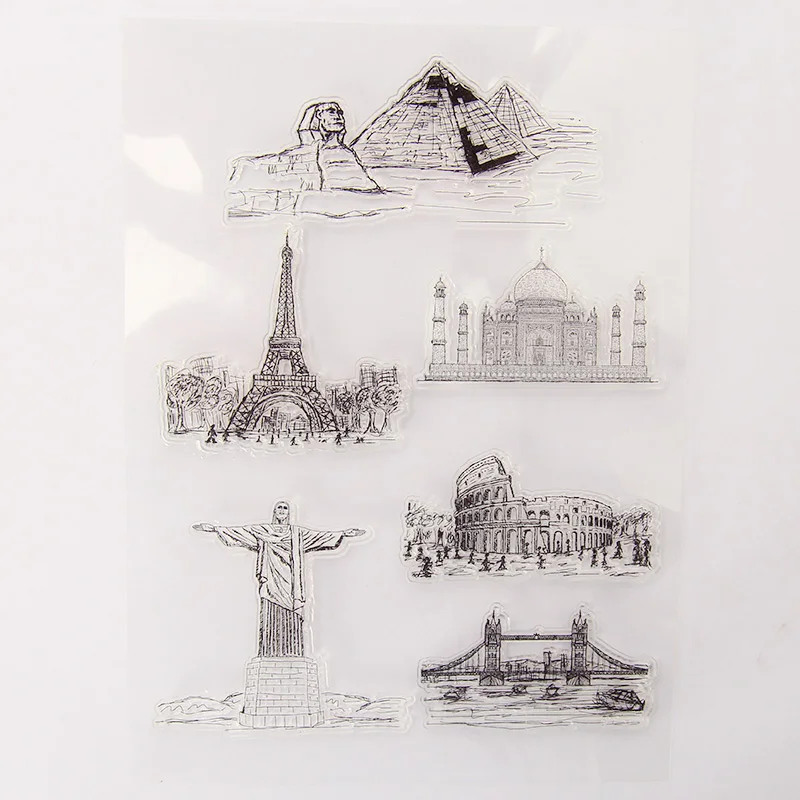 vintage world monuments tower transparent silicone clear stamp for scrapbooking DIY craft decoration soft kids stationery | Канцтовары