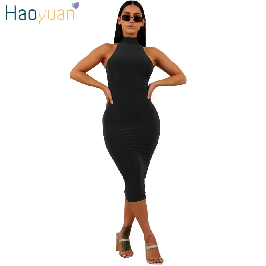 HAOYUAN Turtleneck Sleeveless Bodycon Dress Women Summer Autumn Sexy Club Party Dresses Off Shoulder Elegant Pencil Midi Dress
HAOYUAN Turtleneck Sleeveless Bodycon Dress Women Summer Autumn Sexy Club Party Dresses Off Shoulder Elegant Pencil Midi Dress