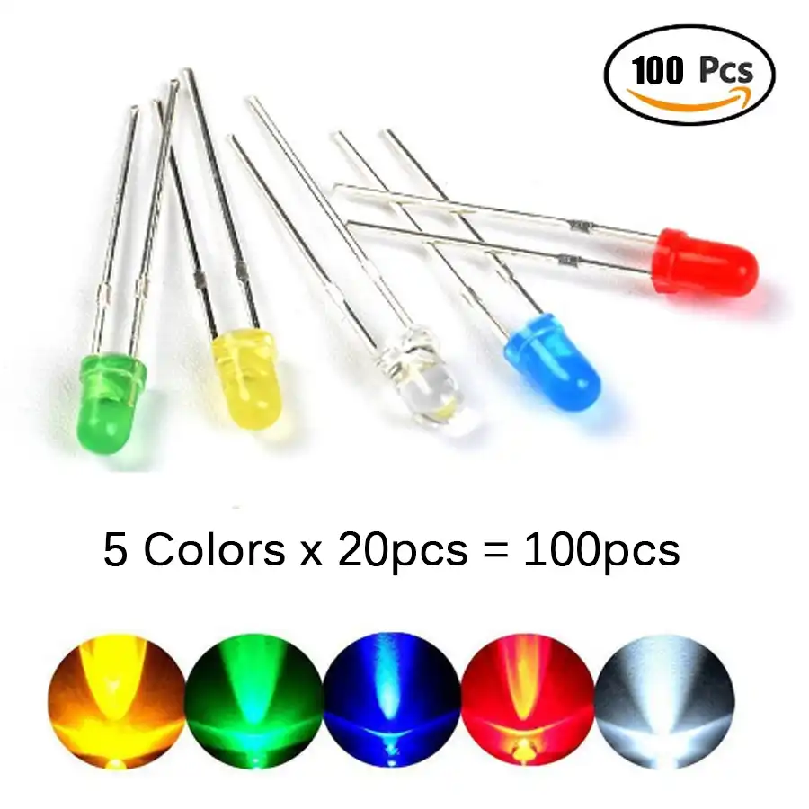 f 100pcs 3mm LED Light Emitting Diode Component Assorted Kit DIY LEDs Mix Color