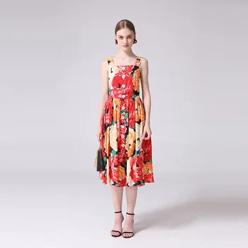 Women Brand new design buttons slip dress 2019 summer runways floral print sweet dress A325
Women Brand new design buttons slip dress 2019 summer runways floral print sweet dress A325