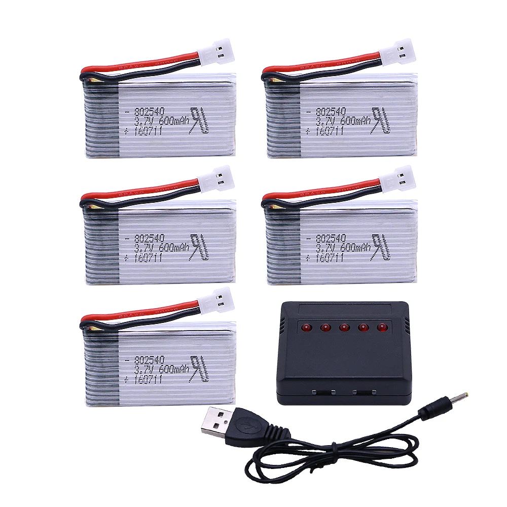 5PCS 3.7 V 600 mAh Lipo Battery Pack + 5 in1 charger for Syma X5 X5C X5S X5SC X5SW RC quadcopter Remote controlled aircraft
5PCS 3.7 V 600 mAh Lipo Battery Pack + 5 in1 charger for Syma X5 X5C X5S X5SC X5SW RC quadcopter Remote controlled aircraft