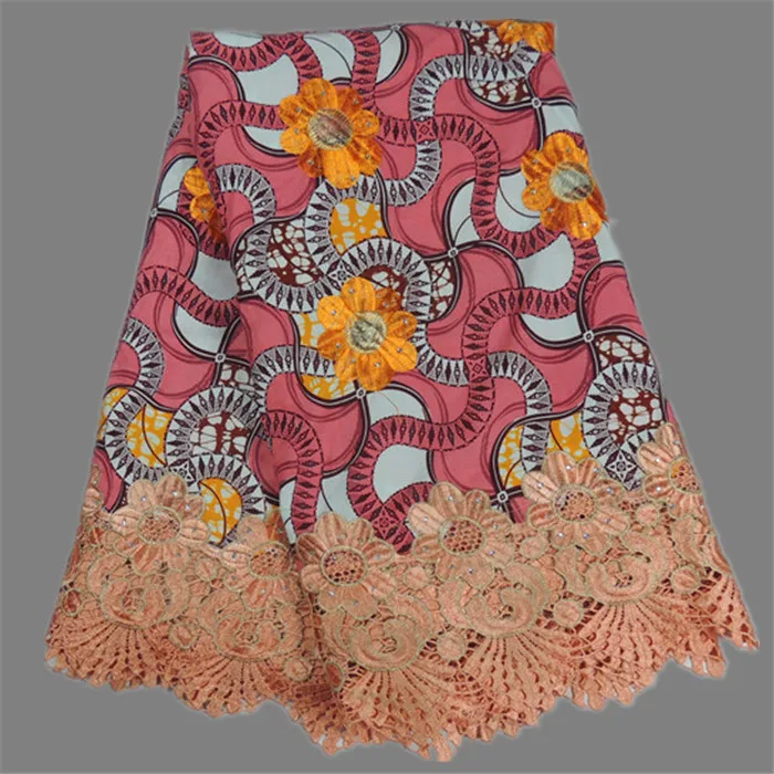 Pretty printed African super cotton wax batik fabric with flower embroidery cord lace for party dress AWL17(6yards/lot)
Pretty printed African super cotton wax batik fabric with flower embroidery cord lace for party dress AWL17(6yards/lot)