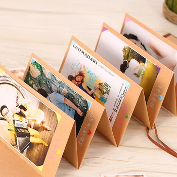 Folded wooden box DIY album manually pasted album to make small accordion album baby book memories photo album self adhesive