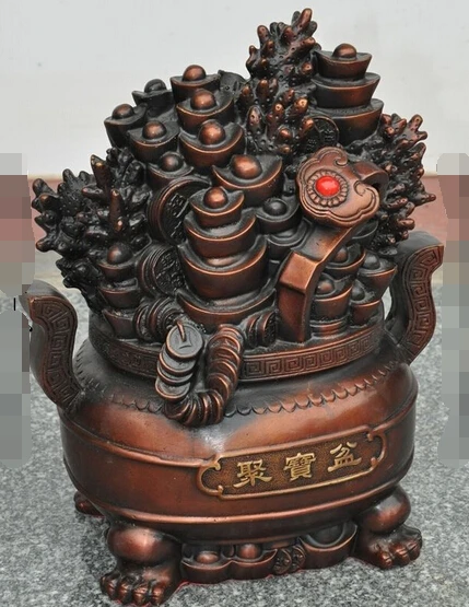 002864 11" china bronze wealth money coin yuanbao ingot ruyi Treasure bowl lucky statue
002864 11" china bronze wealth money coin yuanbao ingot ruyi Treasure bowl lucky statue