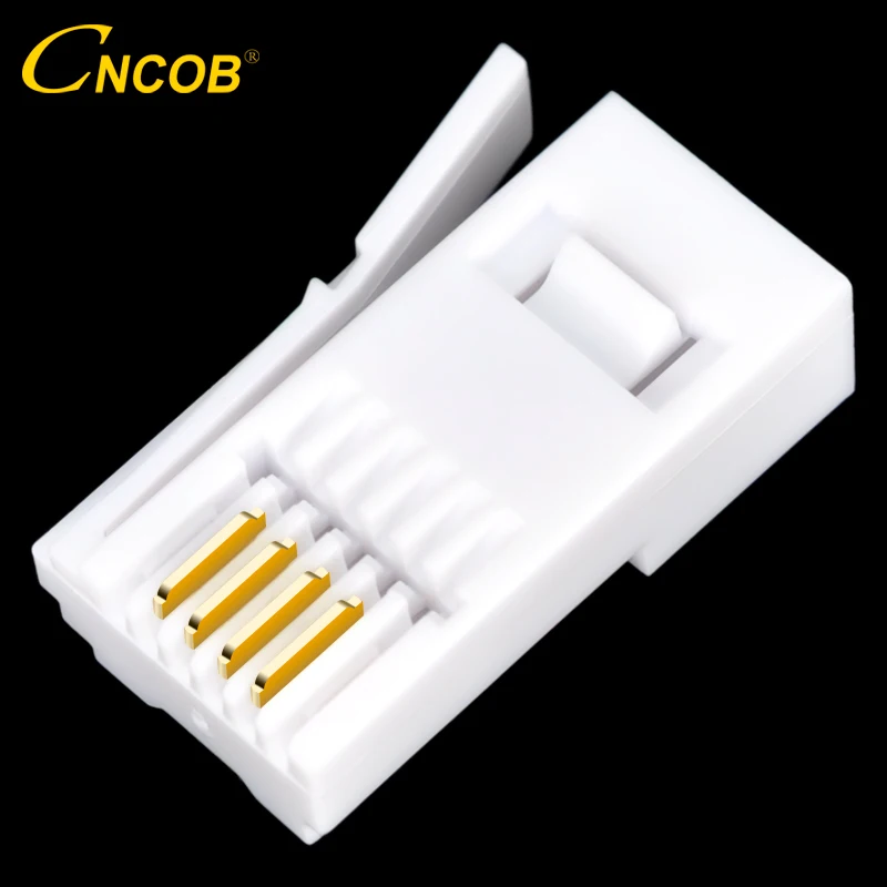 CNCOB 6P4C British crystal head, telephone line connector RJ11 modular plug Cat3 4-pin connector, bending resistant shrapnel
CNCOB 6P4C British crystal head, telephone line connector RJ11 modular plug Cat3 4-pin connector, bending resistant shrapnel