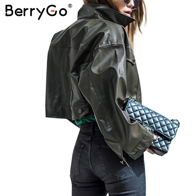 BerryGo Green pocket basic jacket Fashion autumn women PU leather jacket coat female Casual button outerwear faux leather coat
BerryGo Green pocket basic jacket Fashion autumn women PU leather jacket coat female Casual button outerwear faux leather coat