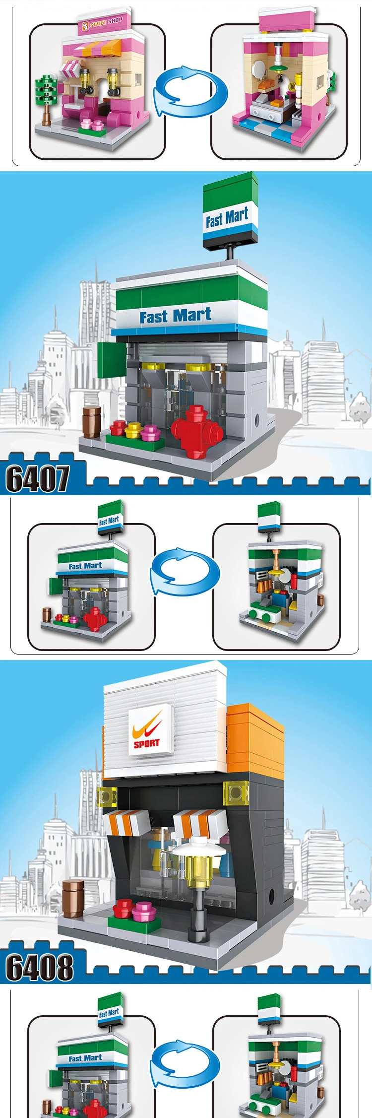 City Mini Street Scene Building Blocks Toys Architecture Model Apple Store KFCE McDonald Compatible With Legoe Toys for Children (6)