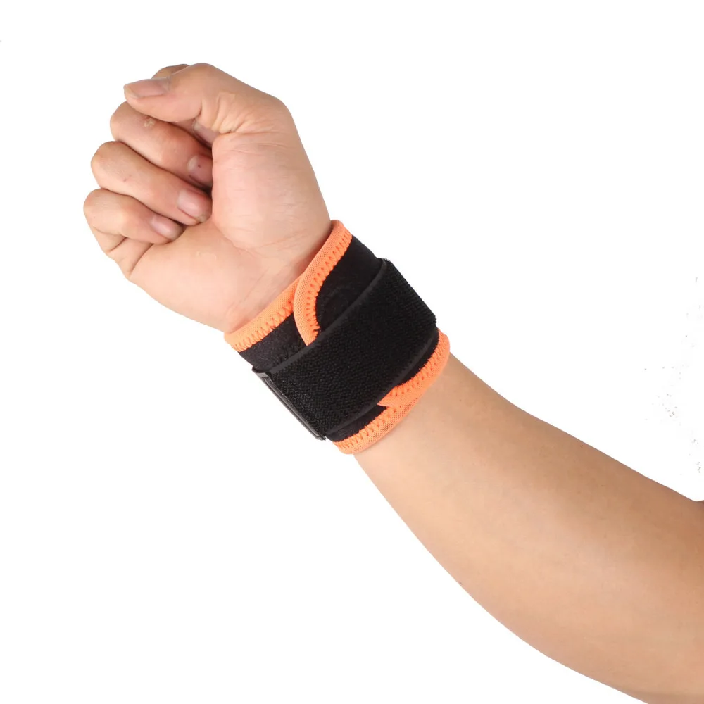 

1PCS SX598-O Wrist Joint Brace Support Wrap Band Sports Badminton Elastic Stretchy Silicone Pressure - Orange Black