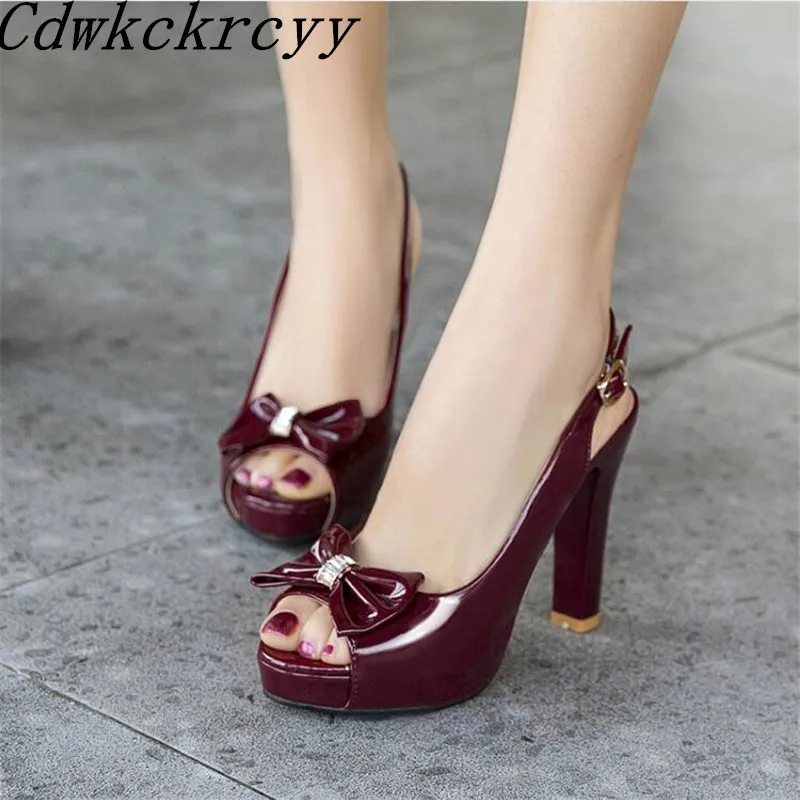 

Summer New pattern fashion Simplicity High-heeled Fish mouth Women sandals black Claret Sweet Bow Shallow mouth Women sandals