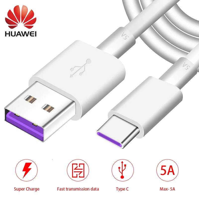 

Original Huawei USB 5A Type C Kabel P30 P20 Pro lite Mate20 10 Pro P10 Plus lite USB 3.1 Type- C Originele Supercharge Super Lad