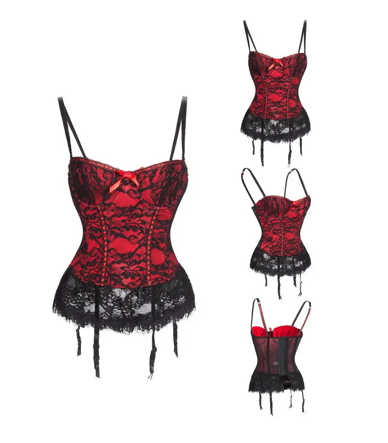Vocole Women Sexy Lingerie Black and Red Victorian Lace Bustier Corset with Suspender G-string Size S M L XL 2XL
Vocole Women Sexy Lingerie Black and Red Victorian Lace Bustier Corset with Suspender G-string Size S M L XL 2XL