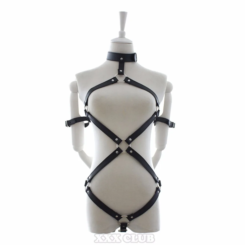 Female PU leather fetish body harness costume connected arm cuffs, flirting Bondage sexy lingerie rope for women couples Games
Female PU leather fetish body harness costume connected arm cuffs, flirting Bondage sexy lingerie rope for women couples Games