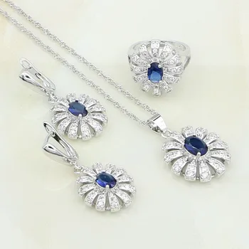 925 Sterling Silver Jewelry Blue Stones White Crystal Costume Jewelry Sets Earring/Pendant/Necklace/Ring For Women Wedding
925 Sterling Silver Jewelry Blue Stones White Crystal Costume Jewelry Sets Earring/Pendant/Necklace/Ring For Women Wedding