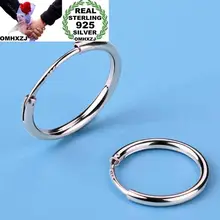 OMHXZJ סיטונאי אירופאי אופנה אישה ילדה מסיבת חתונה איש פשוט עגול S925 סטרלינג כסף חישוק עגילי EA450(China)
