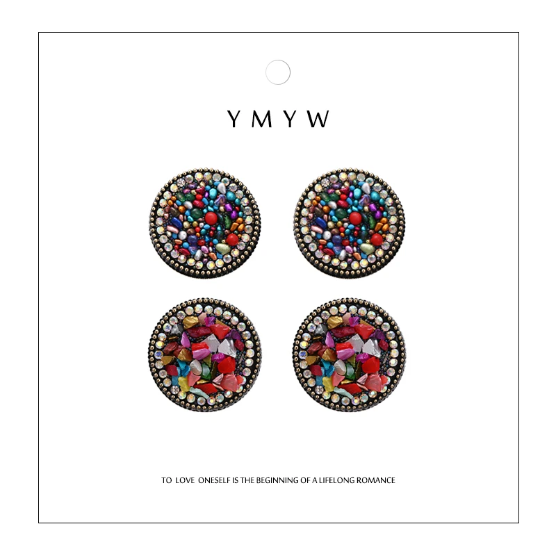 YMYW Stylish Unique Chic Resin Stone Round Stud Earrings Geometric Colorful Rhinestone Earrings for Women Party Boucle D'Oreille
YMYW Stylish Unique Chic Resin Stone Round Stud Earrings Geometric Colorful Rhinestone Earrings for Women Party Boucle D'Oreille