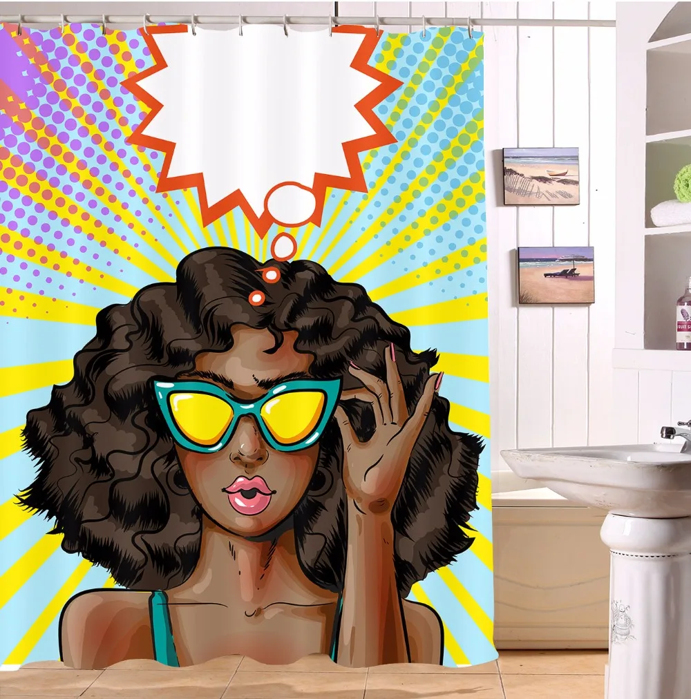 72'' Mardi Gras African Black Afro Woman Party Cosplay Custom Bathroom Shower Curtain 12 Hooks Waterproof Fabric Anti-Mildew | Дом и