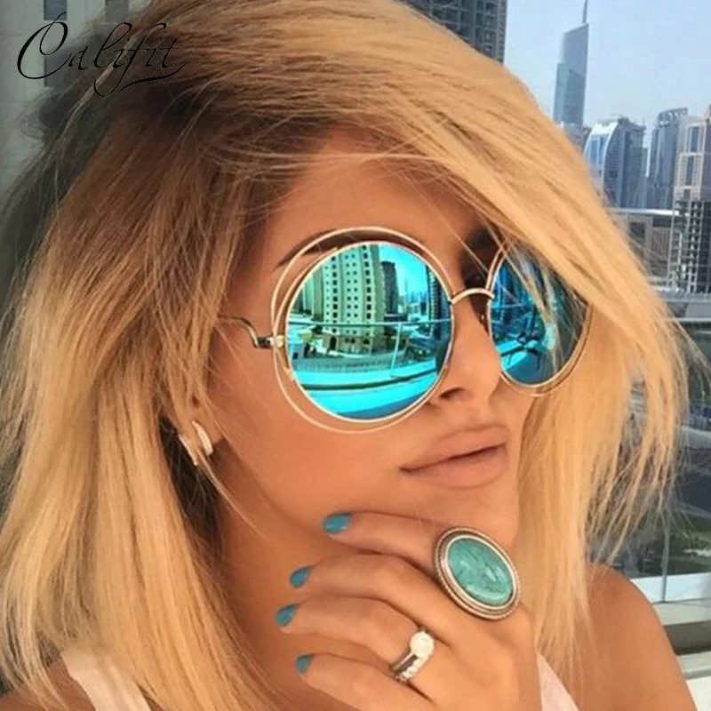 CALIFIT Ladies Oversized Mirror Round Sunglasses Women Vintage Brand Design Shades Oculos Female Retro Sun Glasses For Women
CALIFIT Ladies Oversized Mirror Round Sunglasses Women Vintage Brand Design Shades Oculos Female Retro Sun Glasses For Women