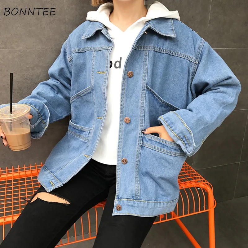 Jackets Women Denim Blue Solid Daily Button Pockets Womens Full Length Turn-down Collar Single Breasted BF Harajuku 2019 Trendy
Jackets Women Denim Blue Solid Daily Button Pockets Womens Full Length Turn-down Collar Single Breasted BF Harajuku 2019 Trendy