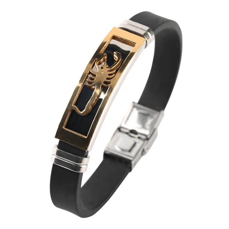 Silver Golden Scorpion Shape Fashion Silicone Stainless Steel Jewelry Rope Chain Sport Men Charms Bracelet Casual Couple Bangle
Silver Golden Scorpion Shape Fashion Silicone Stainless Steel Jewelry Rope Chain Sport Men Charms Bracelet Casual Couple Bangle