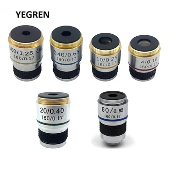 Achromatic Objective Lens 4X 10X 20X 40X 60X 100X for Biological Microscope Bio-microscope Conjugate Distance 185 mm
Achromatic Objective Lens 4X 10X 20X 40X 60X 100X for Biological Microscope Bio-microscope Conjugate Distance 185 mm