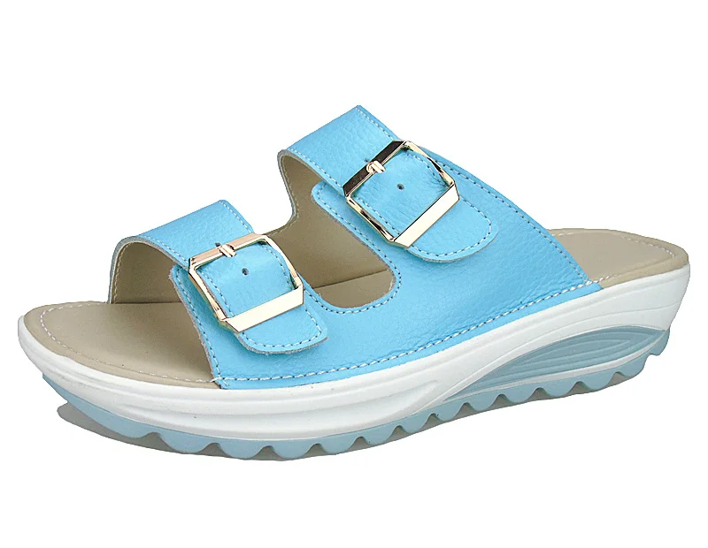 2017 Casual Women's Sandals Genuine Leather Summer Flats Shoes Women Platform Wedges Female Slides Beach Flip Flops Size 35-42 17