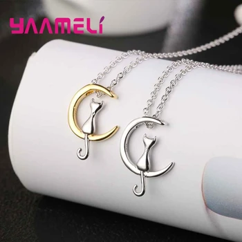 Women Gift Necklace Pendant Luxurious Romantic Style Crescent Moon Gold/White Cute Cat Style 925 Sterling Silver
Women Gift Necklace Pendant Luxurious Romantic Style Crescent Moon Gold/White Cute Cat Style 925 Sterling Silver