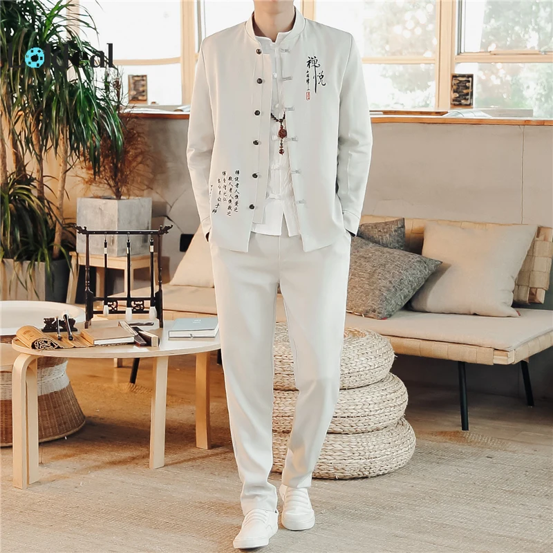 LOLDEAL Chinese Style Stand Collar Suit Men's Retro Vintage Embroidery Chinese Tunic Suit Blazer+Pants Male Two-piece Set
LOLDEAL Chinese Style Stand Collar Suit Men's Retro Vintage Embroidery Chinese Tunic Suit Blazer+Pants Male Two-piece Set