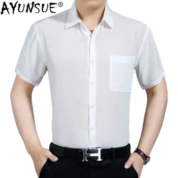 AYUNSUE Summer Real Silk Shirt Men Short Sleeve White Shirt 2010 Formal Mens Shirts Casual Slim Fit Camisa Masculina KJ1939
AYUNSUE Summer Real Silk Shirt Men Short Sleeve White Shirt 2010 Formal Mens Shirts Casual Slim Fit Camisa Masculina KJ1939