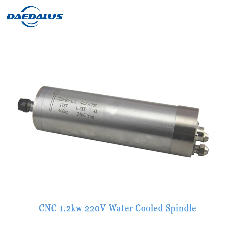 CNC Spindle 1.2kw 220v Water-Cooled Spindle Motor 62mm ER11 High Speed with 4 Bearing for Engraving CNC Milling Machine.
CNC Spindle 1.2kw 220v Water-Cooled Spindle Motor 62mm ER11 High Speed with 4 Bearing for Engraving CNC Milling Machine.