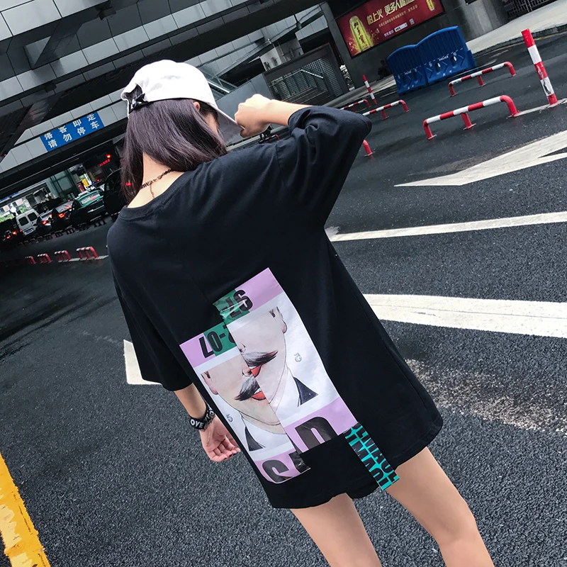 2019 Summer Vintage Women Letters Portrait Print T Shirt Patchwork Female Tees Oversized Loose Round Neck Long Tops
2019 Summer Vintage Women Letters Portrait Print T Shirt Patchwork Female Tees Oversized Loose Round Neck Long Tops
