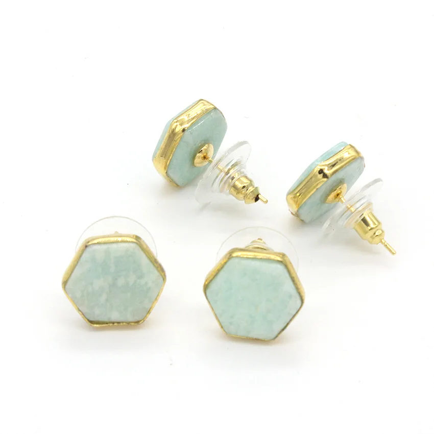 FYJS Unique Light Yellow Gold Color Hexagon Amazonite Stone Stud Earrings For Women Anniversary Jewelry
FYJS Unique Light Yellow Gold Color Hexagon Amazonite Stone Stud Earrings For Women Anniversary Jewelry