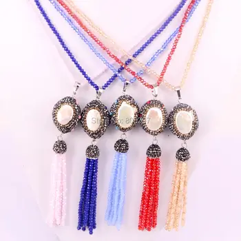 5Pcs Crystal Beads Necklace with Pave Rhinestone Pearl with Tassel Pendant Handmade Bohemian Women Jewelry Necklaces
5Pcs Crystal Beads Necklace with Pave Rhinestone Pearl with Tassel Pendant Handmade Bohemian Women Jewelry Necklaces