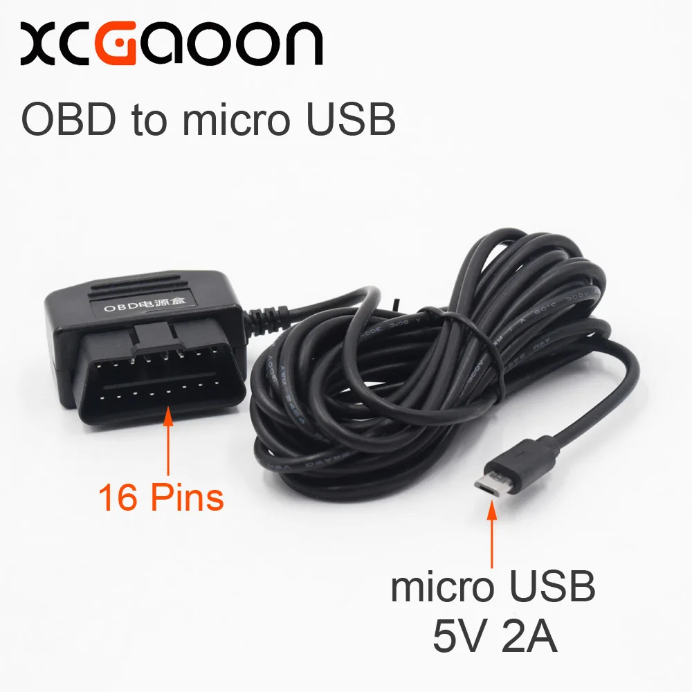 XCGaoon 3.5meter Car Charger OBD 16 Pin DC Converter Module 12V 24V To 5V 2A with micro USB Cable, Low Voltage Protection
XCGaoon 3.5meter Car Charger OBD 16 Pin DC Converter Module 12V 24V To 5V 2A with micro USB Cable, Low Voltage Protection
