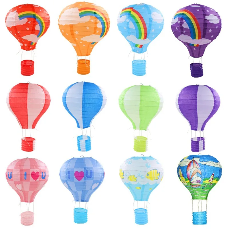 Description Picture 4 of itemHot sale 1pc 12''30cm Rainbow Hot Air Balloon Paper Lantern Bar decora Kids Birthday Party Wedding Decoration party supplies