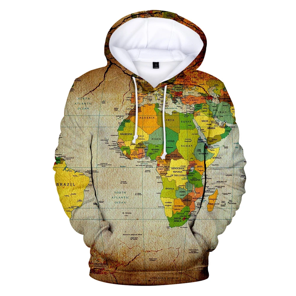 

Hot WORLD MAP Hoodies Men Women Winter pullovers 3D Hooded Oversized Sweatshirts WORLD MAP 3D Hoodies Men Tops XXS-4XL