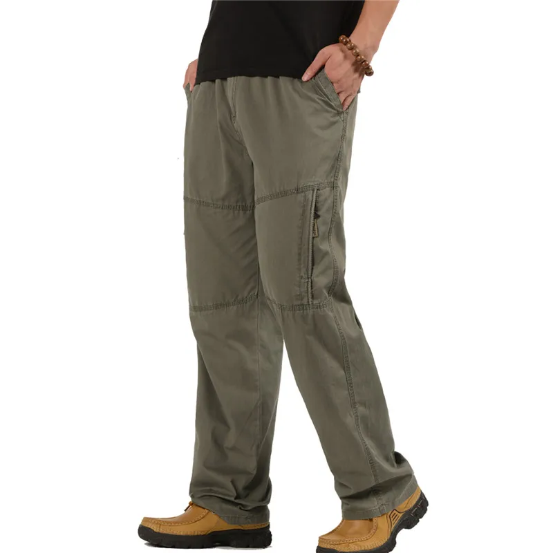 

2019 New Men Casual Pants 100%Cotton Straight Joggers Trousers Men Cargo Pants Overalls Men Sweatpants Plus Size Tactical Pants