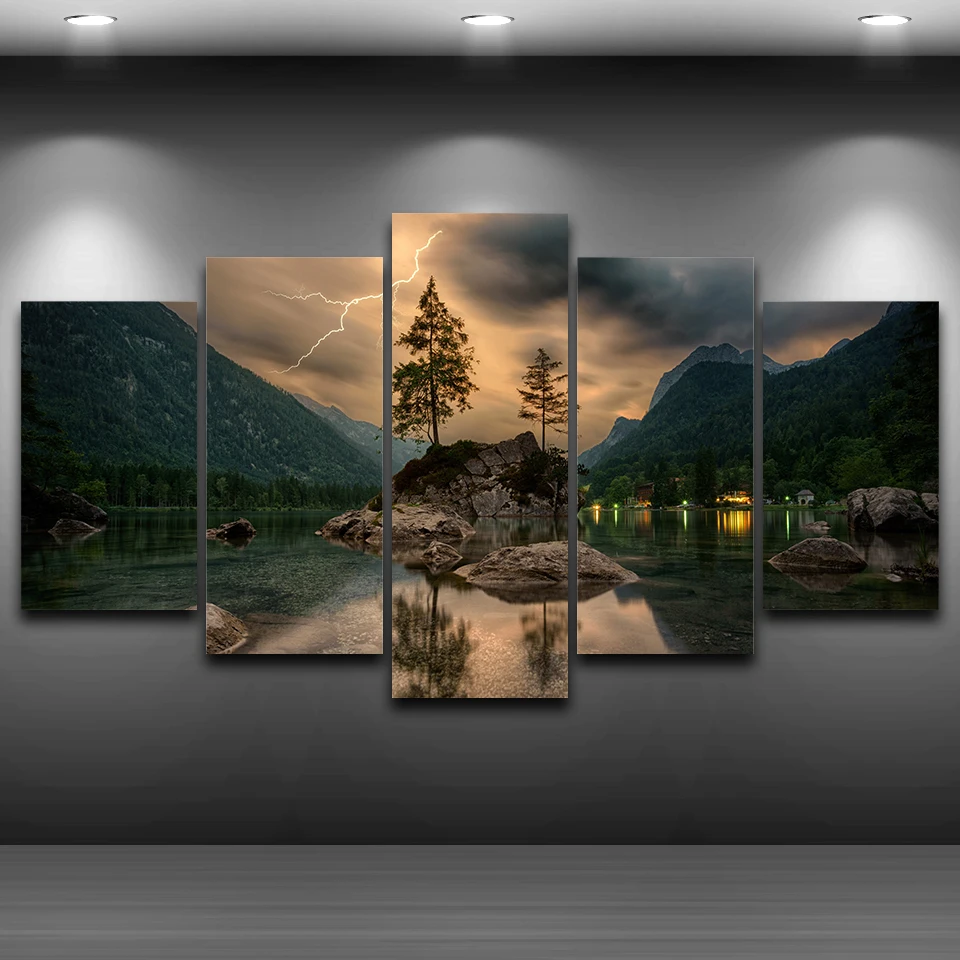 Canvas Painting Wall Art HD Printed Poster 5 Pieces Mountain Lake Lightning Landscape Pictures Home Decor Tree Room Home Decor
Canvas Painting Wall Art HD Printed Poster 5 Pieces Mountain Lake Lightning Landscape Pictures Home Decor Tree Room Home Decor