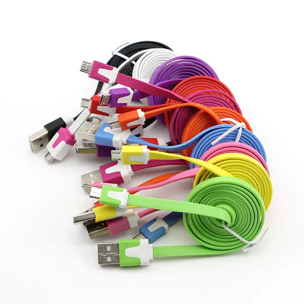 Фото Фиолетовый 6 футов 2 м плоский USB-кабель для синхронизации данных и зарядки