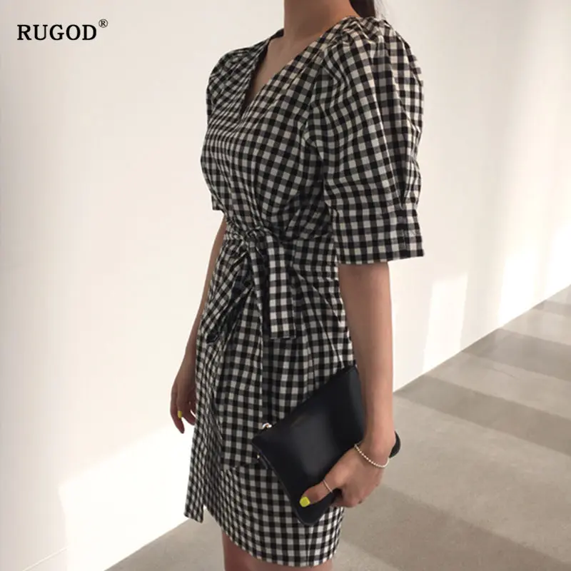 RUGOD New Puff sleeve women dress V nek slim office casual summer dress Bow tievestidos verano 2019
RUGOD New Puff sleeve women dress V nek slim office casual summer dress Bow tievestidos verano 2019