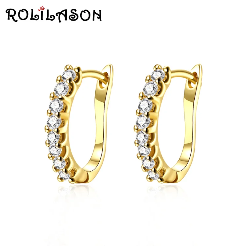 ROLILASON charming fashion crystal white zircon golden curvy hoop earring casual daily office style women JE1177
ROLILASON charming fashion crystal white zircon golden curvy hoop earring casual daily office style women JE1177