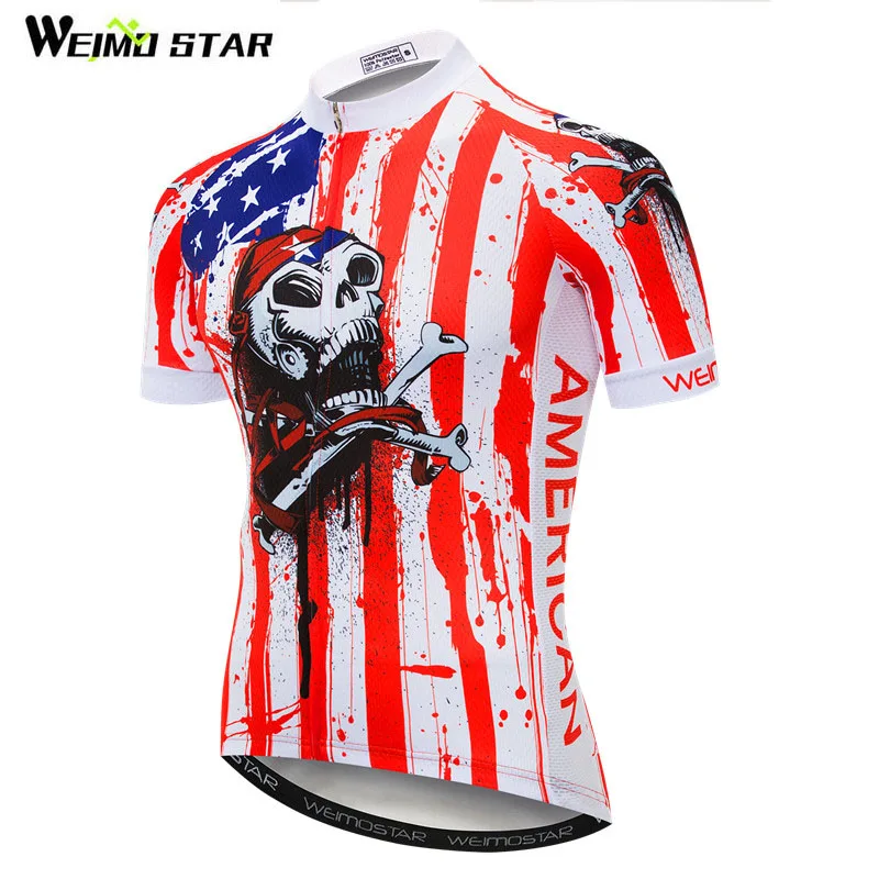 Weimostar USA Team Skull Cycling Jersey Shirt Men Summer Racing Clothing MTB Bike Downhill Bicycle Cycle Wear | Спорт и развлечения