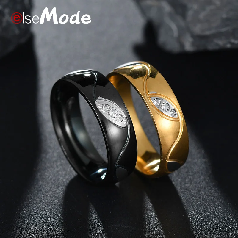 ELSEMODE Gold Black Charm Lover CZ Stone Crystal 316L Stainless Steel Wedding Couple Rings 6mm For Men Women Drop Shipping
ELSEMODE Gold Black Charm Lover CZ Stone Crystal 316L Stainless Steel Wedding Couple Rings 6mm For Men Women Drop Shipping