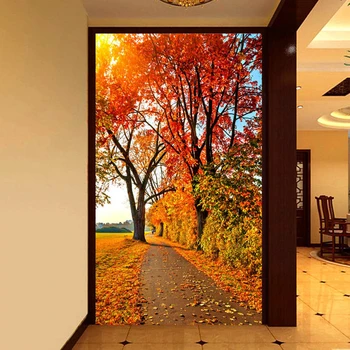 

Photo Wallpaper Red Maple Forest Nature Landscape 3D Wall Mural Hotel Living Room Entrance Hall Backdrop Wall Papel De Parede 3D
