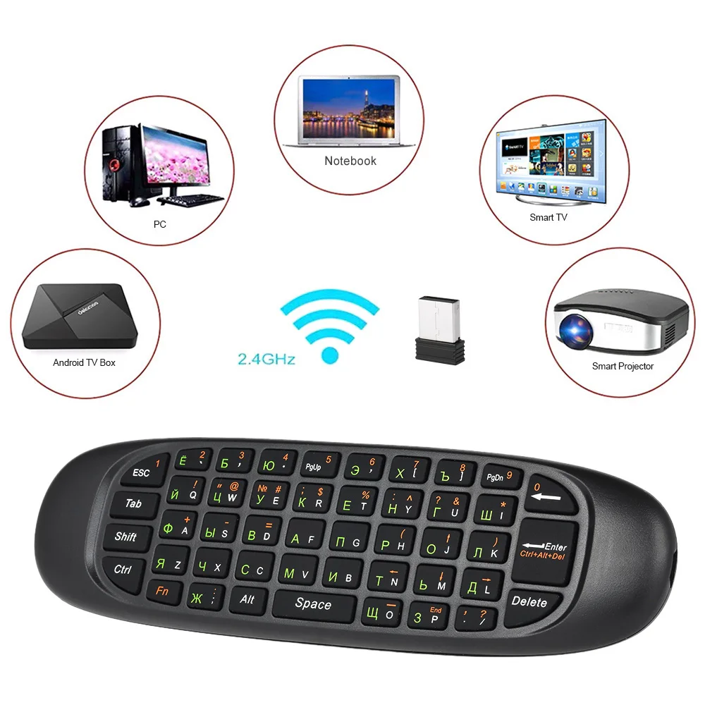 2.4G Russian English Air Mouse 6-Axis Motion Sensing Wireless Keyboard for Smart TV box Remote Control for Android TV BOX PC
2.4G Russian English Air Mouse 6-Axis Motion Sensing Wireless Keyboard for Smart TV box Remote Control for Android TV BOX PC