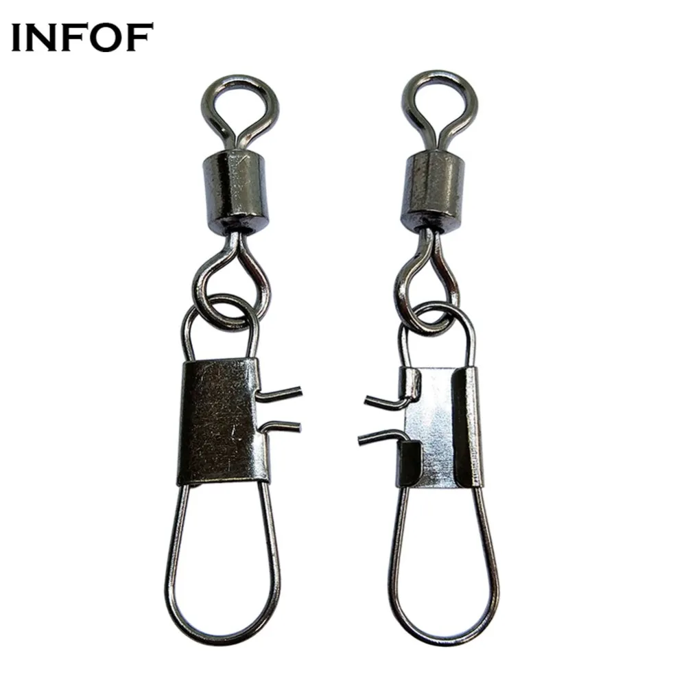 

INFOF 200pcs Fishing Swivels Rolling Swivel with Interlock Snap Carp Fishing Tackle Line Hook Lure Connector pesca