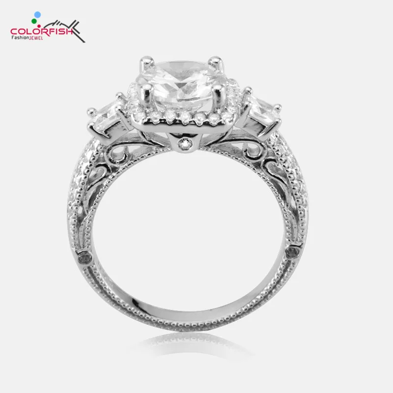 COLORFISH Women's 3-Stones Engagement Ring Round Cut 2ct Solid 925 Sterling Silver Jewelry Square Shape Pave Three Stone Ring
COLORFISH Women's 3-Stones Engagement Ring Round Cut 2ct Solid 925 Sterling Silver Jewelry Square Shape Pave Three Stone Ring