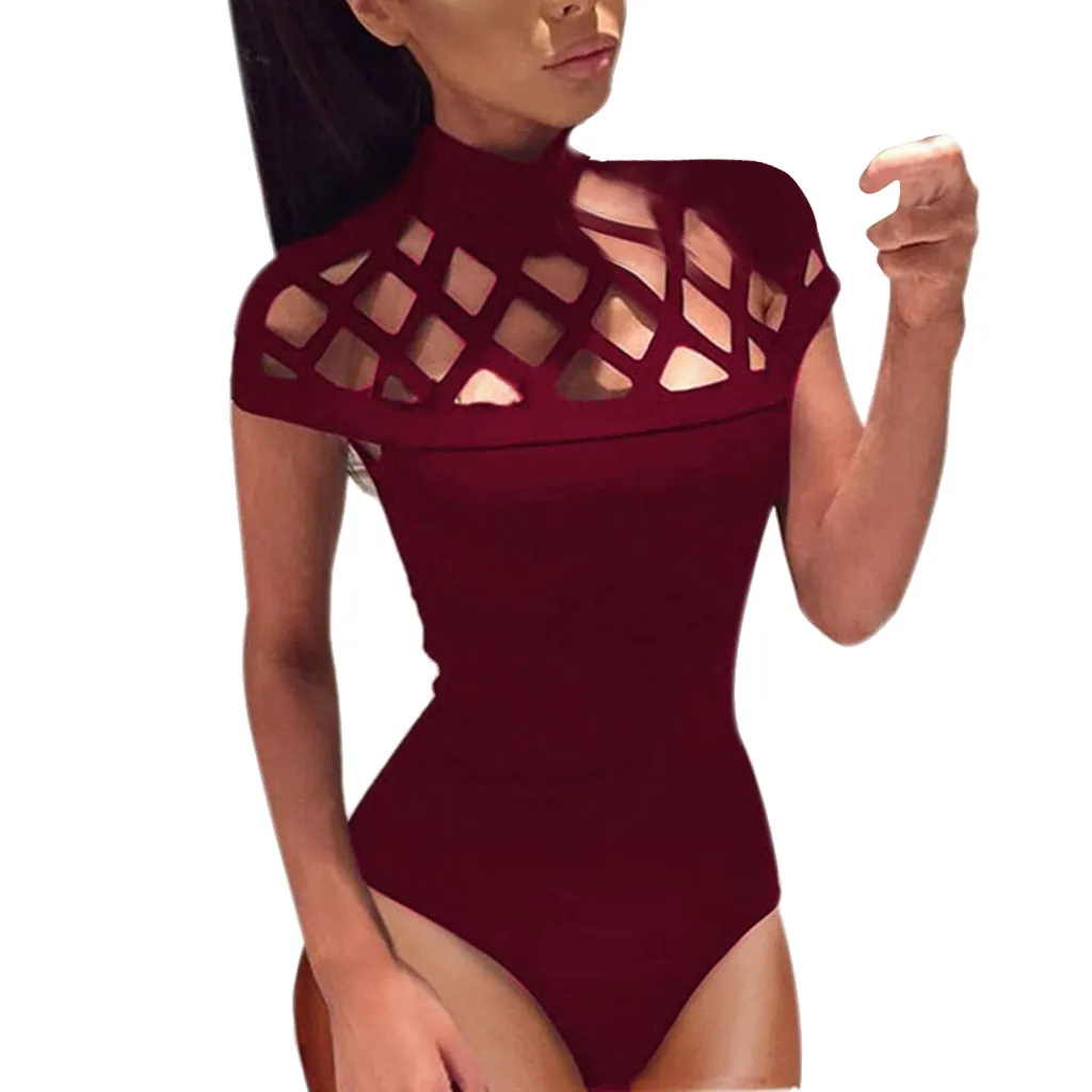 Sexy Womens Bodysuit Choker High Neck Hollow Bodycon Caged Sleeves Jumpsuit Bodysuit Women Romper Clothes Tops Summer
Sexy Womens Bodysuit Choker High Neck Hollow Bodycon Caged Sleeves Jumpsuit Bodysuit Women Romper Clothes Tops Summer