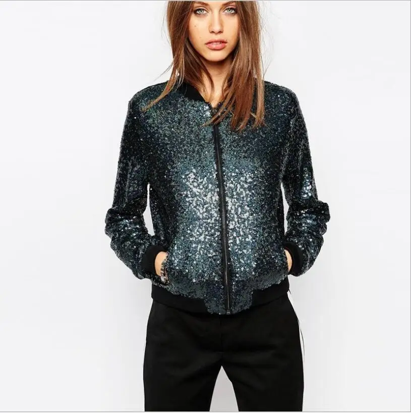Qooth Women Sequin Coat Long Sleeve Blue Outerwear Casual Jacket Coat Sequined Short Overcoat 2019 Spring Female Coats qh1841
Qooth Women Sequin Coat Long Sleeve Blue Outerwear Casual Jacket Coat Sequined Short Overcoat 2019 Spring Female Coats qh1841