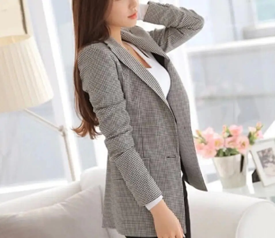 Suit new ladies coats long-sleeved small women's suit autumn winter plaid jacket Slim temperament wholesale Blazers outerwear
Suit new ladies coats long-sleeved small women's suit autumn winter plaid jacket Slim temperament wholesale Blazers outerwear